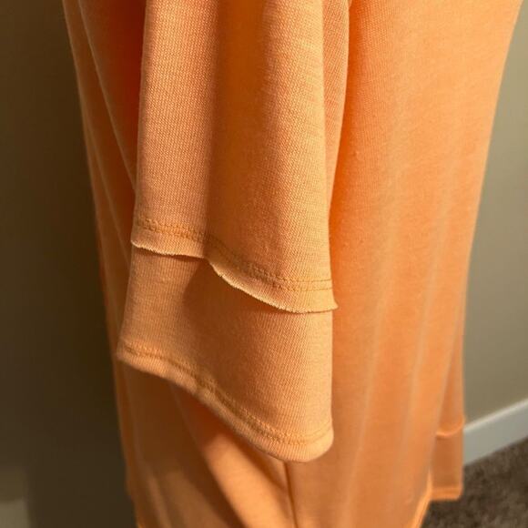 Hopely popover top orange knit raw seaming short sleeve loose fit tunic tee Sz M - Picture 5 of 9